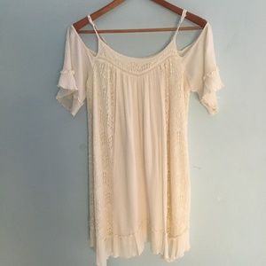 Mossimo Off-White Cold Shoulder Dress/Tunic Size L